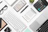 Top View Of Desk Concept Mock-Up Psd