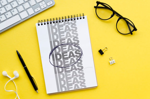 Top View Of Desk Concept Mock-Up Psd