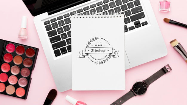 Top View Of Desk Concept Mock-Up Psd