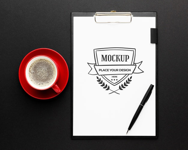 Top View Of Desk Concept Mock-Up Psd