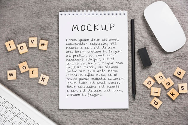 Top View Of Desk Concept Mock-Up Psd