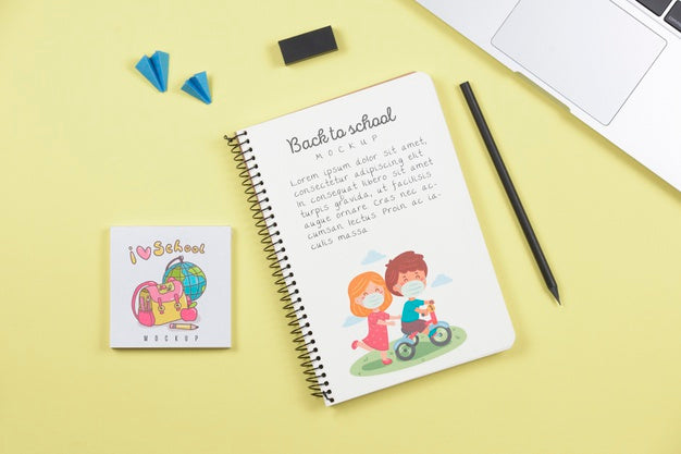 Top View Of Desk Concept Mock-Up Psd