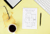 Top View Of Desk Concept Mock-Up Psd