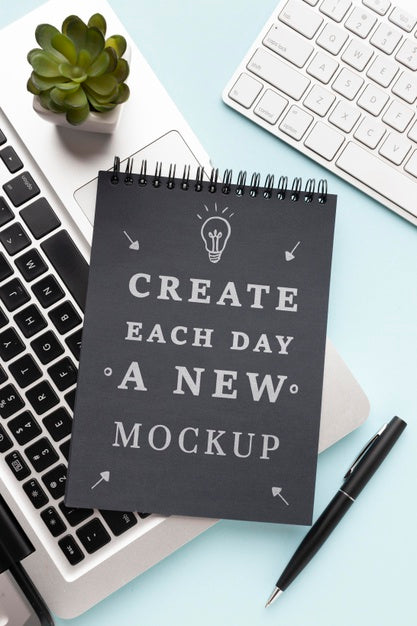 Top View Of Desk Concept Mock-Up Psd