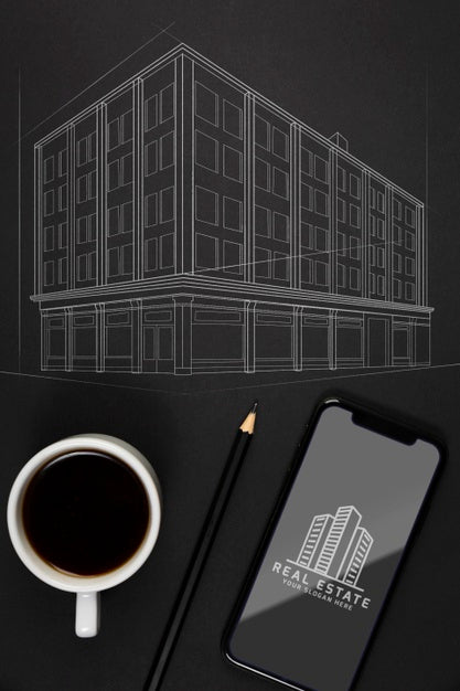 Top View Of Desk Concept Mock-Up Psd