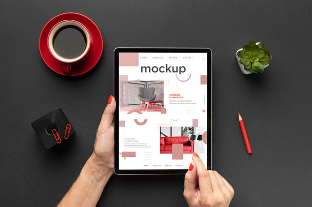 Top View Of Desk Concept Mock-Up Psd
