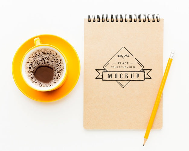 Top View Of Desk Concept Mock-Up Psd