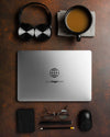 Top View Of Desk Surface With Laptop And Headphones Psd
