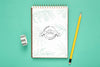 Top View Of Desk Surface With Pencil And Notebook Psd