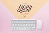 Top View Of Desk With Keyboard And Mouse Psd