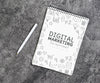 Top View Of Digital Marketing Notebook Psd