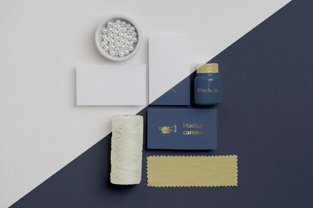 Top View Of Diy Carnival Invitations With Beads And Tape Psd