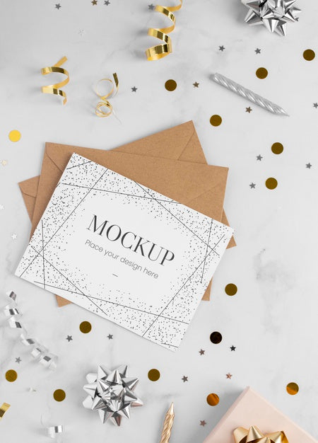 Top View Of Elegant Birthday Card With Candles Psd