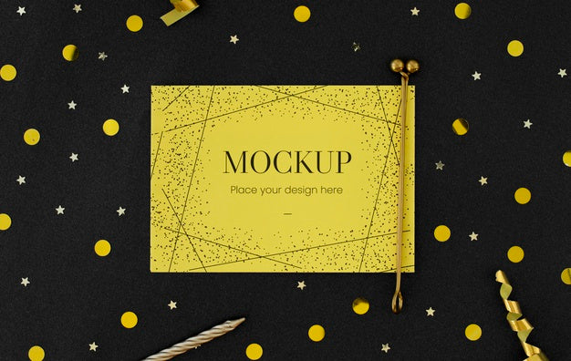 Top View Of Elegant Birthday Card With Ribbon Psd