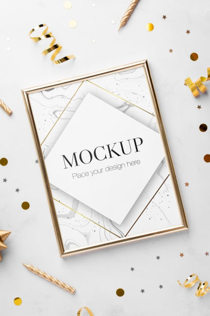 Top View Of Elegant Birthday Frame Psd