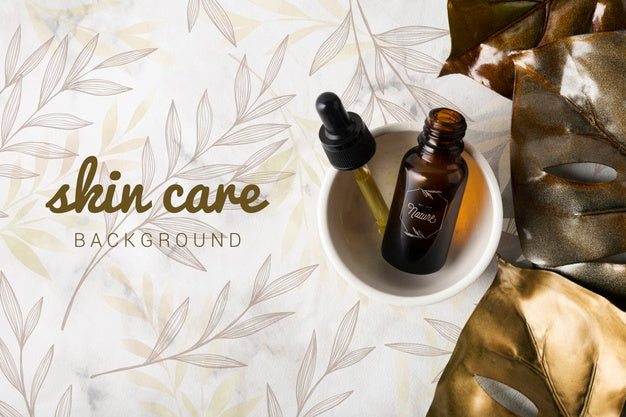 Top View Of Essential Oil Bottle Psd