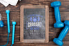 Top View Of Fitness Blackboard With Jumping Rope Psd