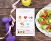 Top View Of Fitness Notebook With Plate Of Salad And Measuring Tape Psd