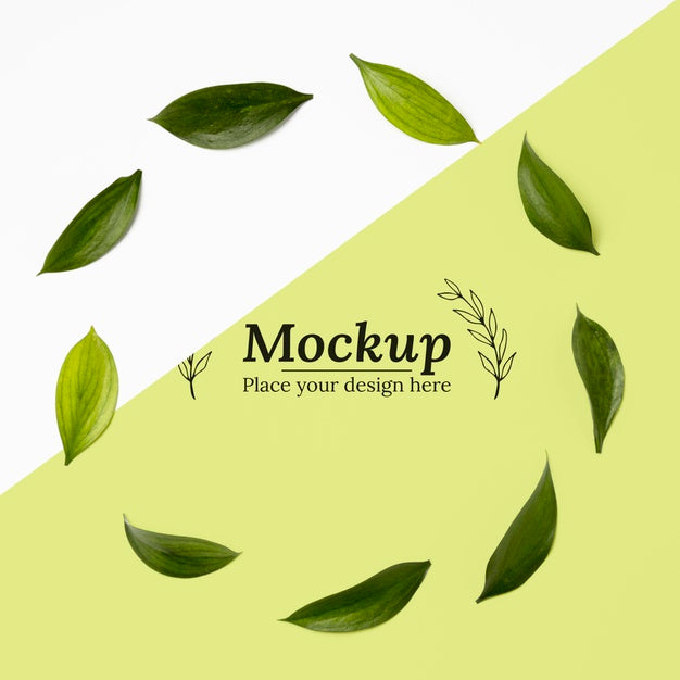 Top View Of Foliage Frame Mock-Up Psd