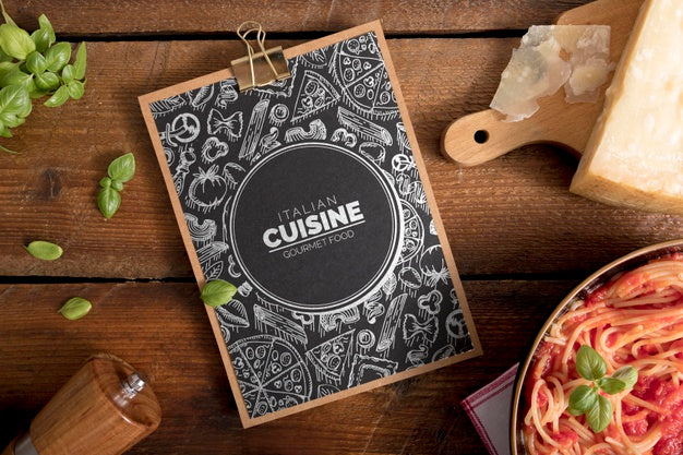 Top View Of Food Menu Concept Mock-Up Psd