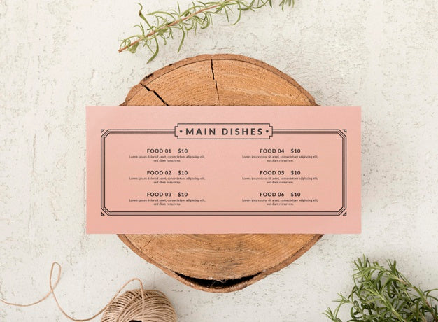 Top View Of Food Menu Concept Mock-Up Psd