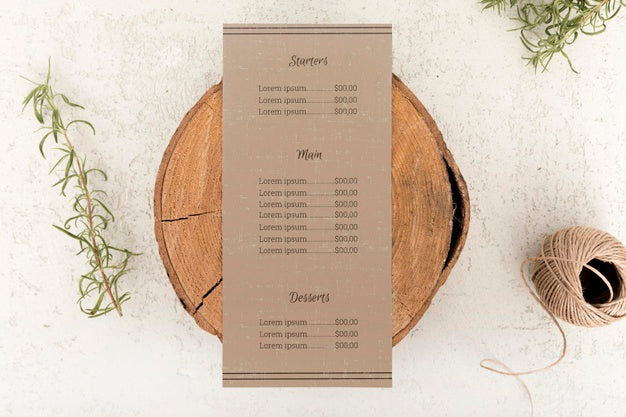Top View Of Food Menu Concept Mock-Up Psd