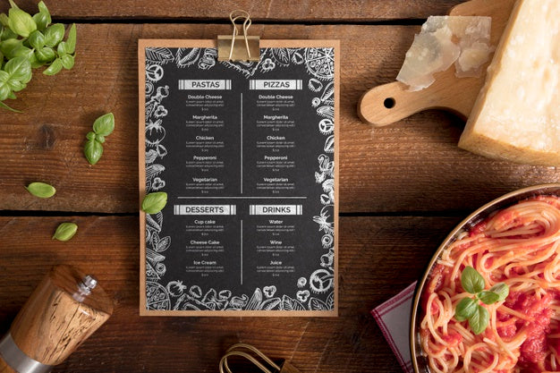 Top View Of Food Menu Concept Mock-Up Psd