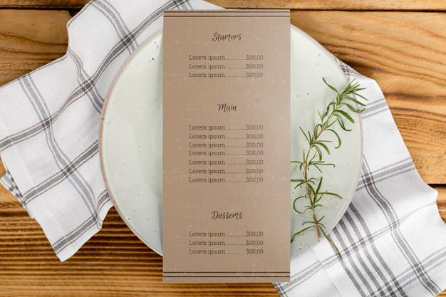 Top View Of Food Menu Concept Mock-Up Psd