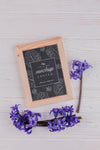 Top View Of Frame Mock-Up With Hyacinth Flowers Psd
