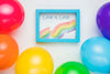 Top View Of Frame With Colorful Balloons Psd