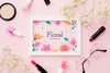 Top View Of Frame With Flowers And Make-Up Essentials Psd