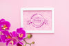 Top View Of Frame With Orchid Psd