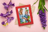 Top View Of Frame With Spring Orchid Psd