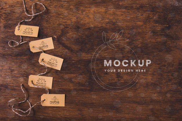 Top View Of Gift Tags With Copy Space Psd