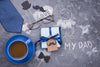 Top View Of Gift With Coffee And Tie For Fathers Day Psd