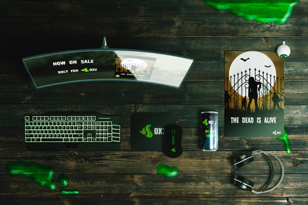 Top View Of Halloween Concept Mock-Up Psd