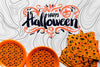 Top View Of Halloween Concept Of Plates And Napkins Psd