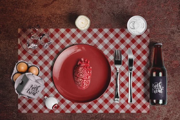 Top View Of Halloween Scene Creator Psd