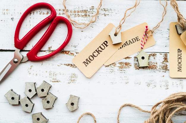 Top View Of Handmade Concept Mock-Up Psd