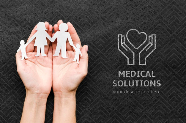 Top View Of Hands Holding Paper Family Psd