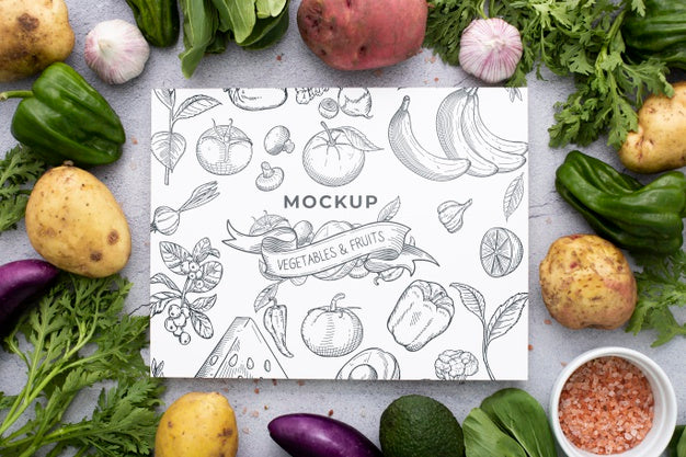 Top View Of Healthy Vegetables Concept Mock-Up Psd