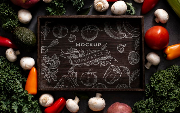 Top View Of Healthy Vegetables Concept Mock-Up Psd
