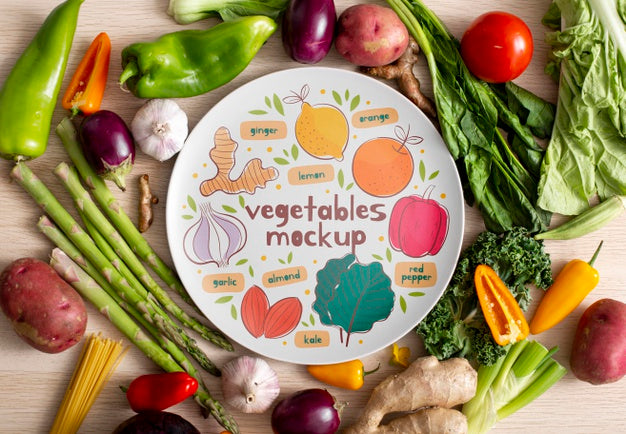 Top View Of Healthy Vegetables Concept Mock-Up Psd