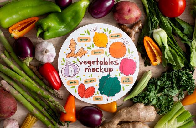 Top View Of Healthy Vegetables Concept Mock-Up Psd