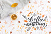 Top View Of Hello Autumn Coffee Psd
