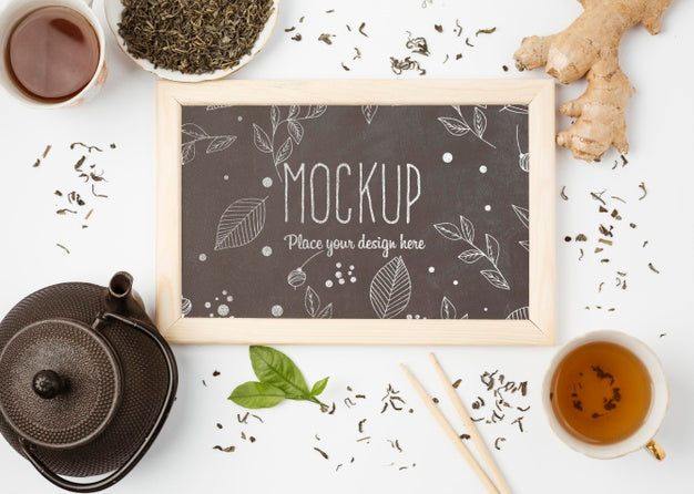 Top View Of Herbal Tea Concept Mock-Up Psd