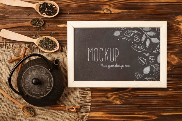 Top View Of Herbal Tea Concept Mock-Up Psd
