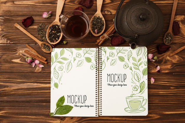 Top View Of Herbal Tea Concept Mock-Up Psd