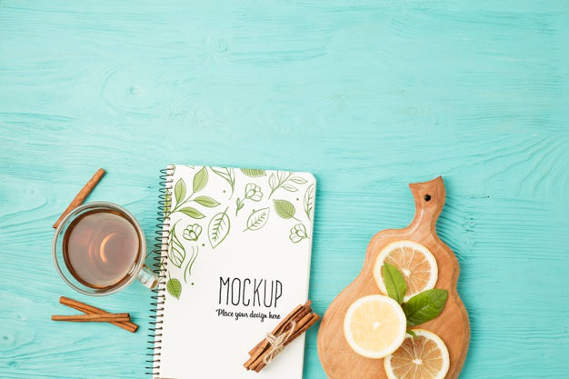 Top View Of Herbal Tea Concept Mock-Up Psd