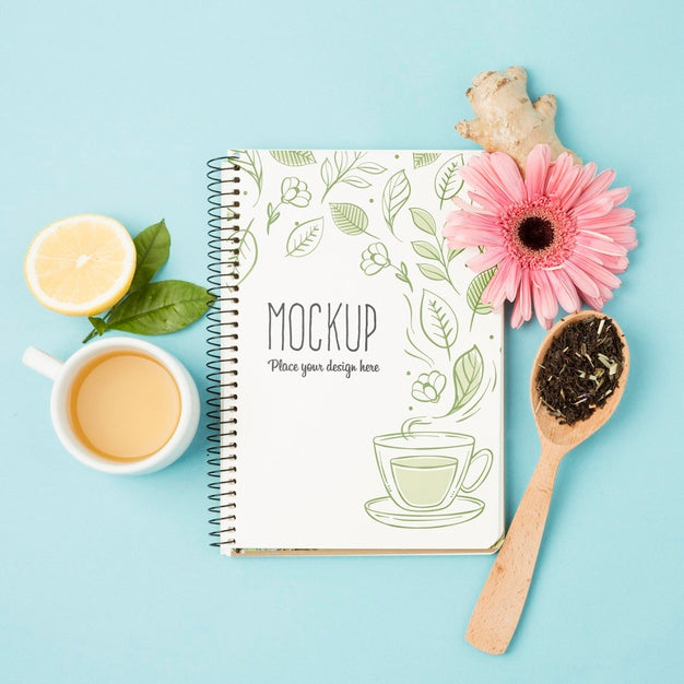 Top View Of Herbal Tea Concept Mock-Up Psd